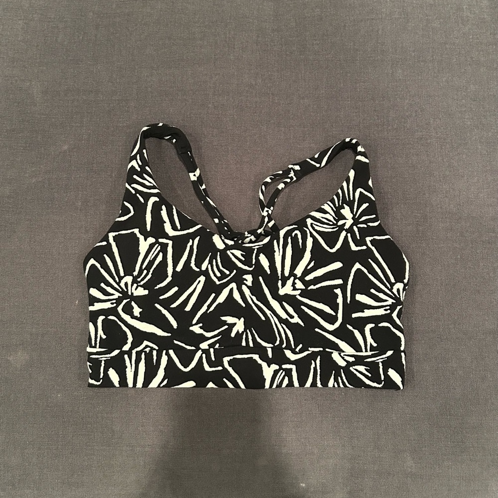 Athleta Black and White Graphic Sports Bra